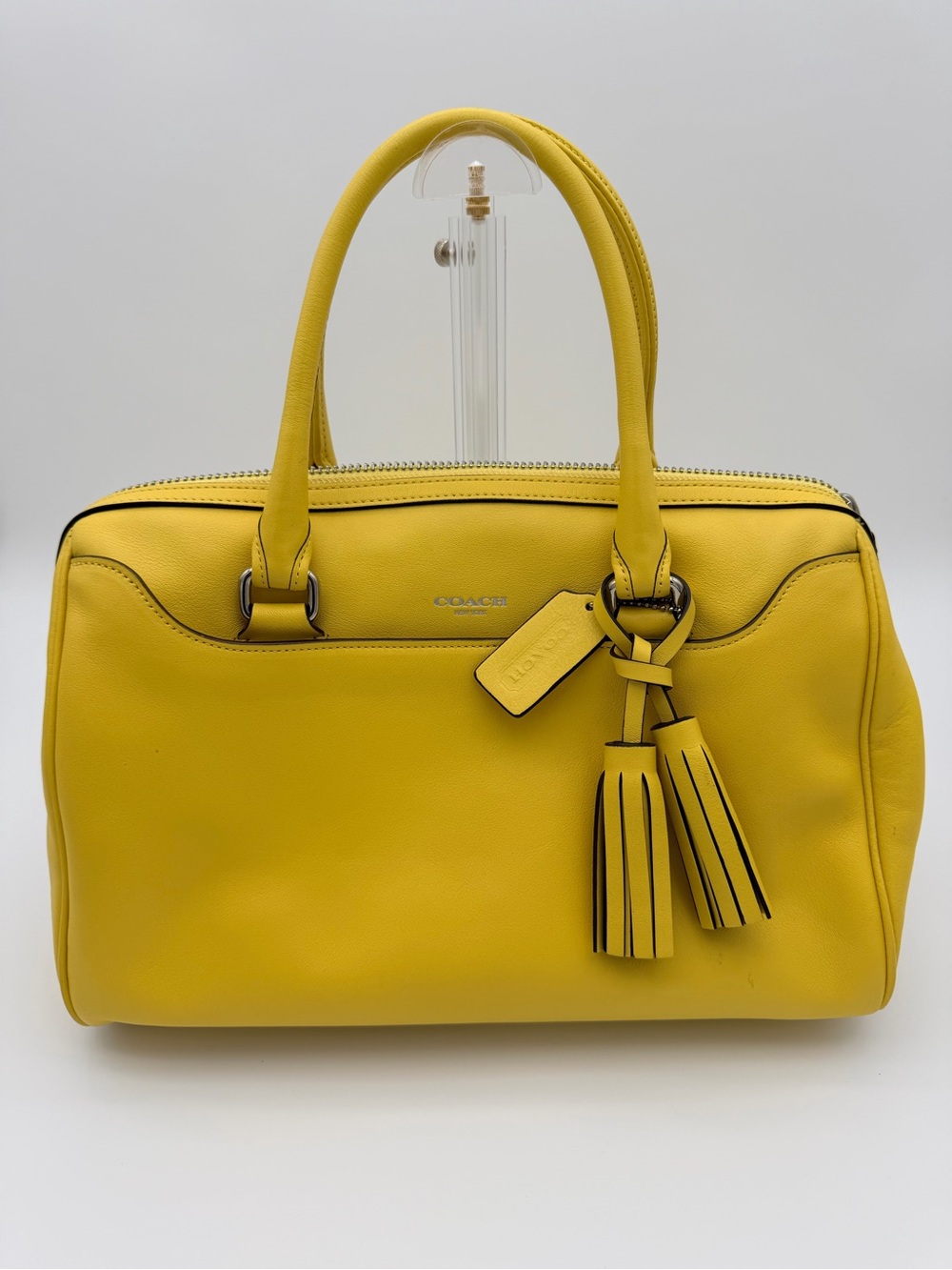 Coach Yellow Leather Satchel Bag Tassel Legacy Haley #23574